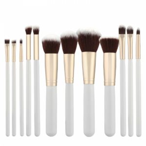 12Pcs Kabuki Makeup Brush Set - White - Image 5