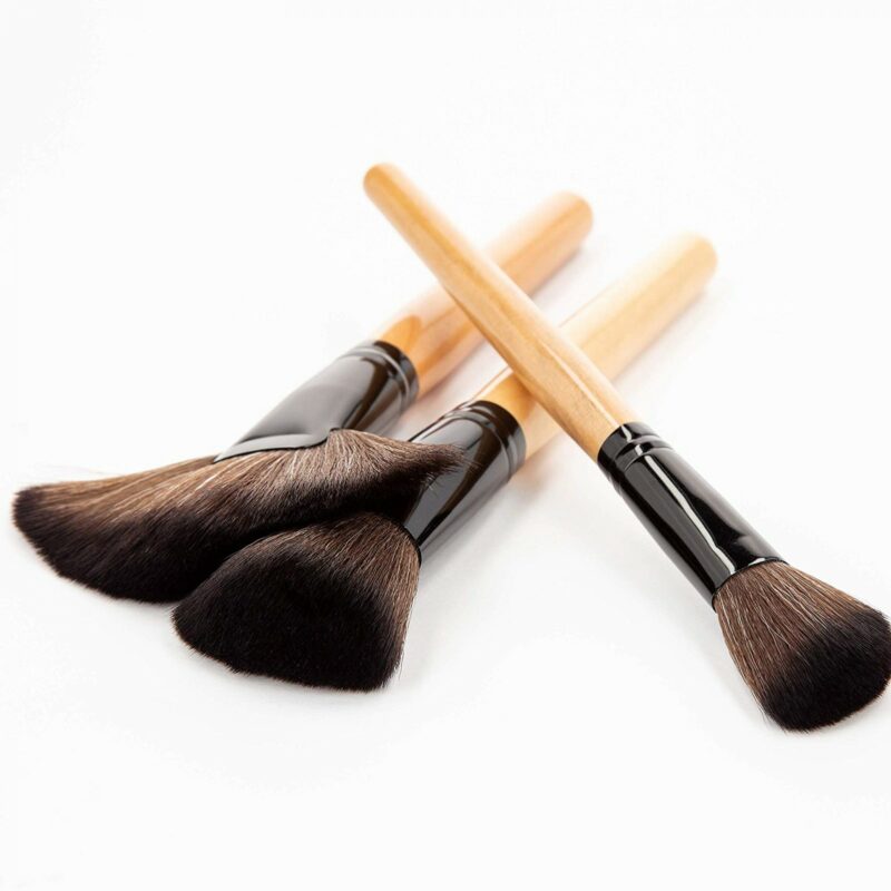 24Pcs Makeup Brush Set with Pouch - Wooden Black - Image 4