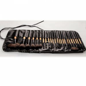 24Pcs Makeup Brush Set with Pouch - Wooden Black - Image 6