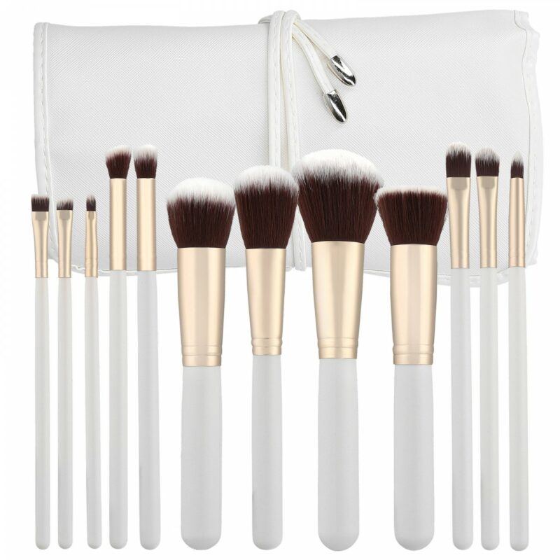 12Pcs Kabuki Makeup Brush Set - White