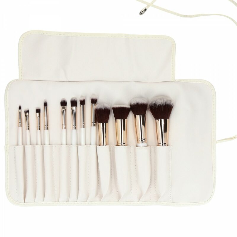 12Pcs Kabuki Makeup Brush Set - White - Image 2