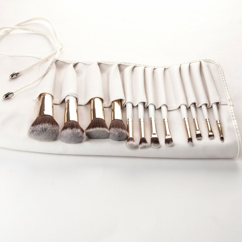 12Pcs Kabuki Makeup Brush Set - White - Image 4