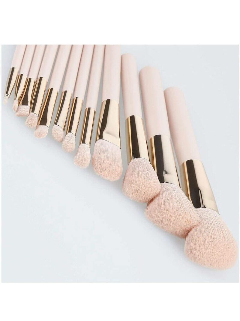 Makeup Brush Set 12 Pcs Light Pink - Image 2