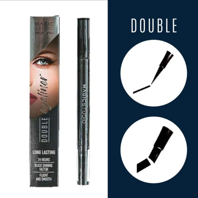 Black Double Eyeliner with Stamp Longlasting
