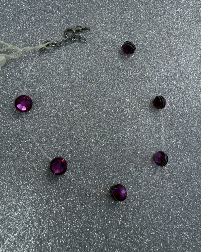 Βραχιόλι με μωβ-ροζ κρύσταλλα Swarovski σε διάφανη πετονιά